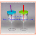 high quality plastic Double wall wine cup with straw